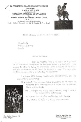 Correspondência Recebida - Comissão Nacional de Folclore