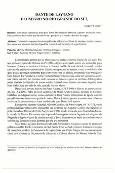 Dante de Laytano e o negro no Rio Grande do Sul