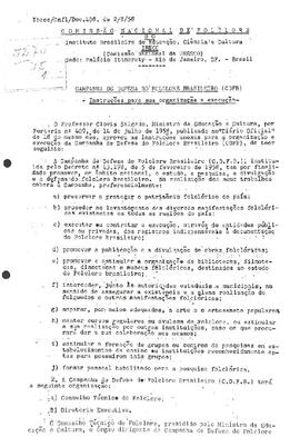 Comissão Nacional de Folclore - Doc. 408 - Campanha em Defesa do Folclore Brasileiro