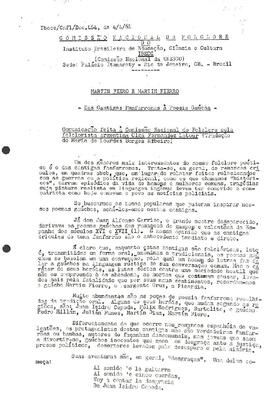 Comissão Nacional de Folclore - Doc. 464 - Martin Fiero e Martin Fierro