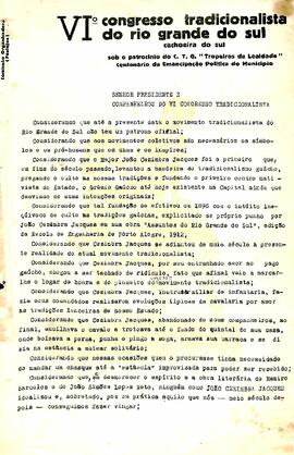 Oficio Patrono 6º Congresso Tradicionalista RS