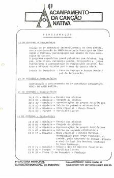 4º Acampamento da Canção Nativa - Programação