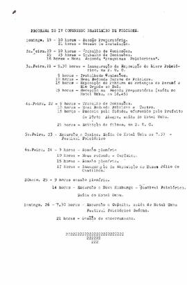 Programa do 4º Congresso Brasileiro de Folclore