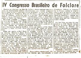 Clipagem -  IV Congresso Brasileiro de Folclore