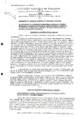 Comissão Nacional de Folclore - Doc. 409 - Instalação da Campanha em Defesa do Folclore Brasileiro