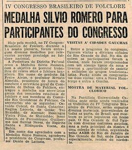 4º Congresso Brasileiro de Folclore - Medalha Silvio Romero