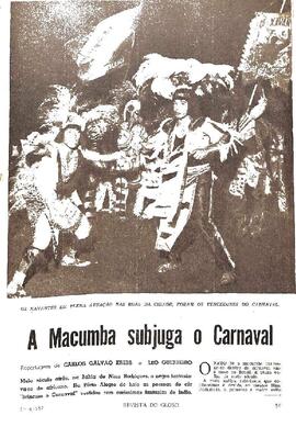Materia publicada na Revista do Globo -  Macumba