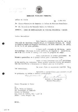 Serv. Público Federal - Of. 378 - Curso Especialização Pesquisa Folclórica