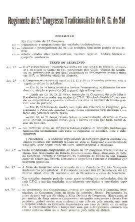 Regimento 5º Congresso Tradicionalista