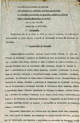 Ata da 1ª reunião da Comissão Riograndense de Folclore