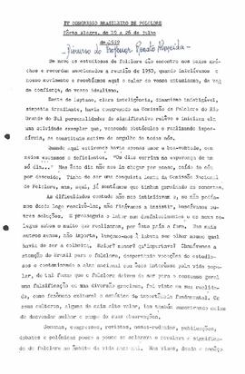 Discurso de Renato Almeida no 4º Congresso Brasileiro de Folclore