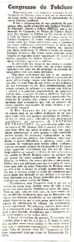 Clipagem -  Congresso de Folclore