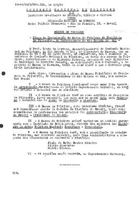 Comissão Nacional de Folclore - Doc. 350 - Organização do Museu do Folclore